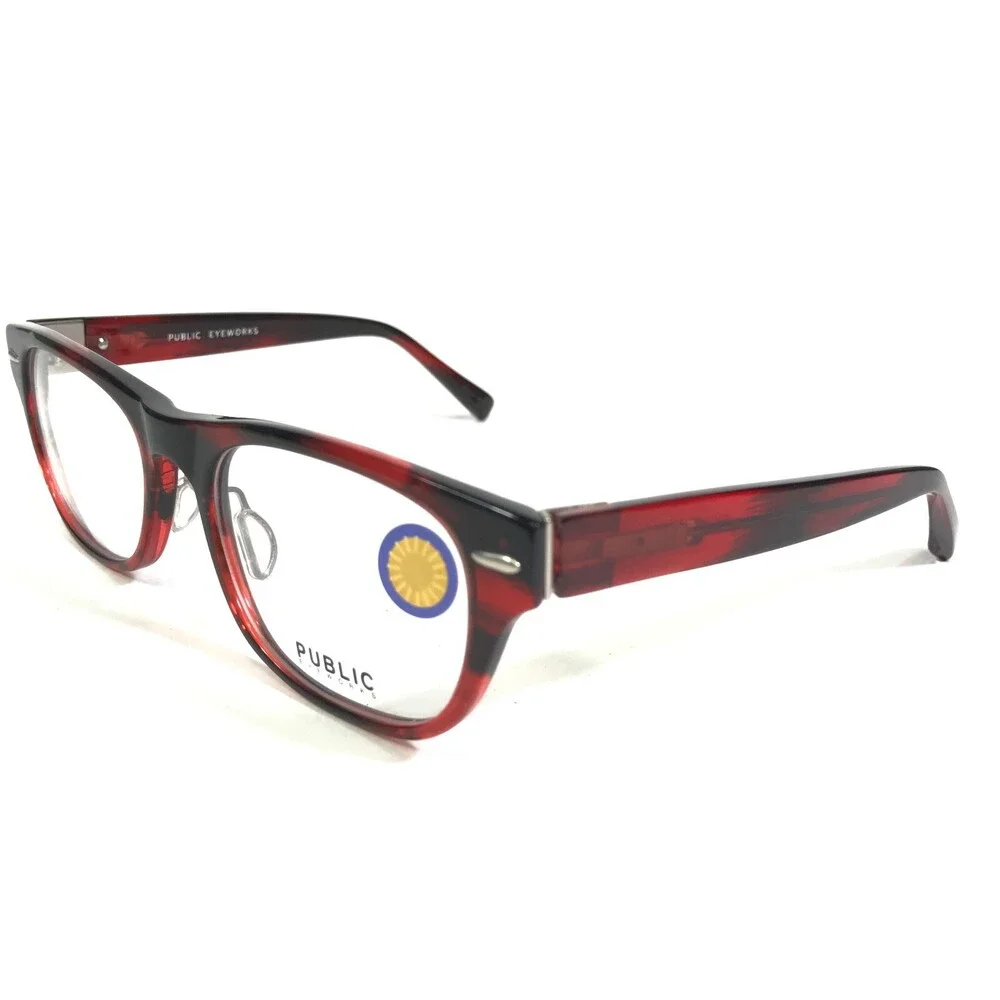 Public Eyeworks Eyeglasses Frames VENTURA-C03 Red Tortoise Rectangular 54-19-145